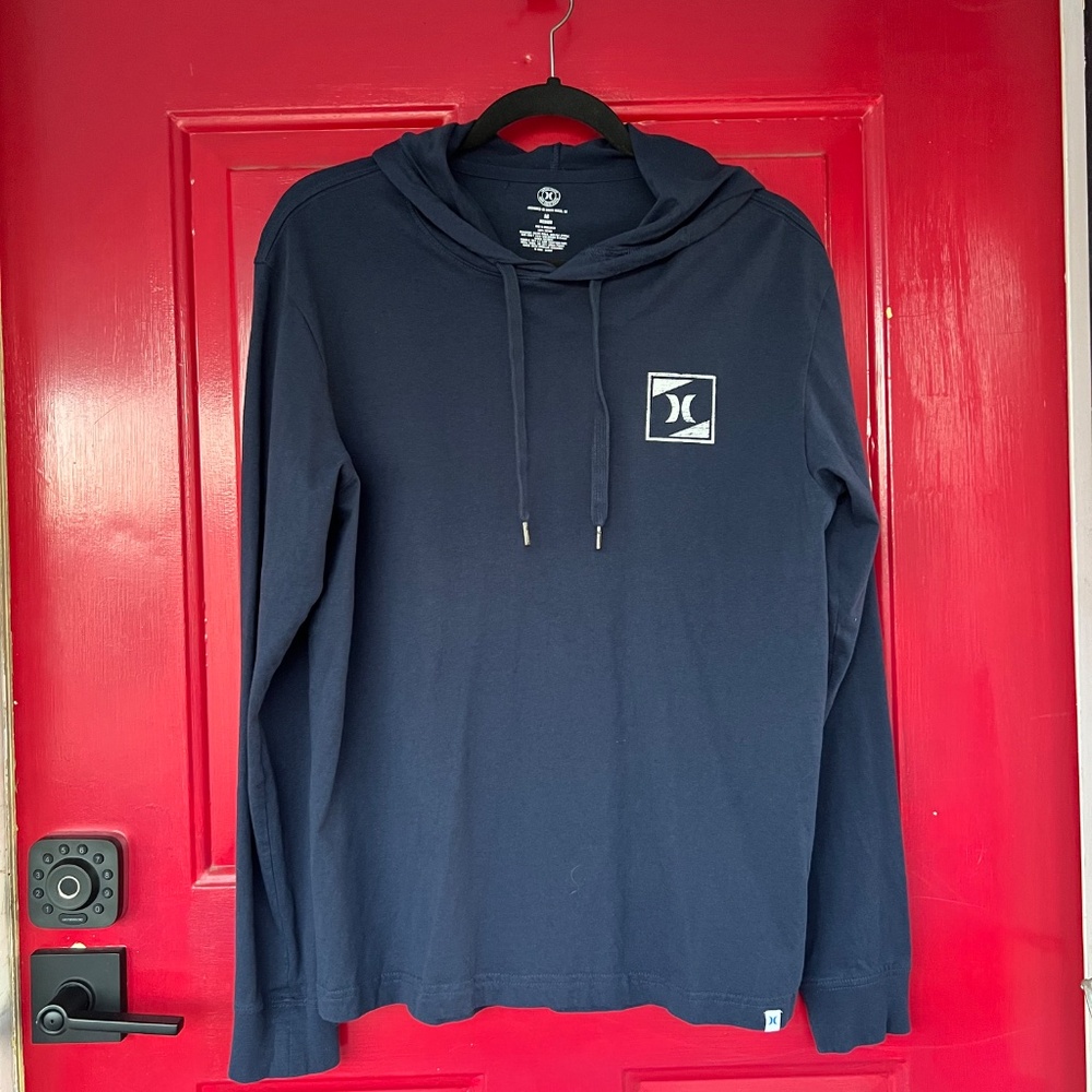 Hurley Men's Medium Pull Over Hoodie Navy Blue Warm Winter Long Sleeve